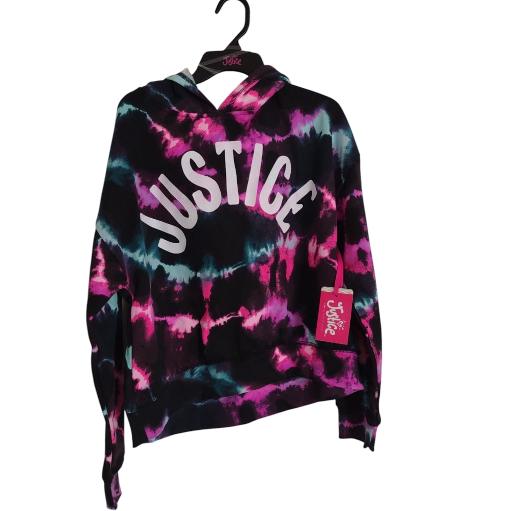 NWT Justice LG(12/14) Tie Dye Cropped Hoodie